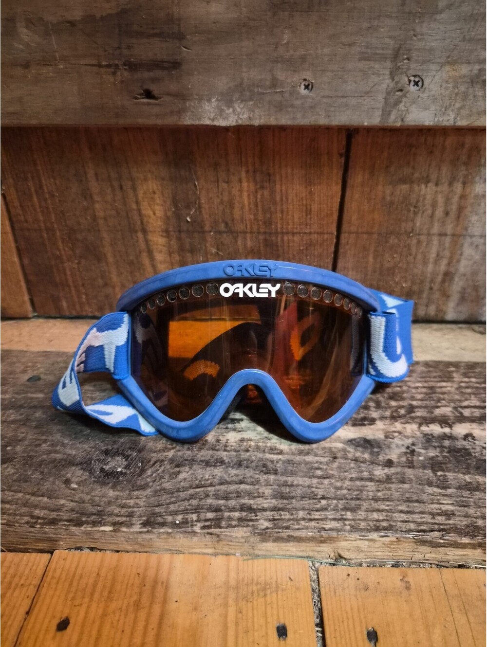 VINTAGE 80s OAKLEY PRO FRAME MOTOCROSS SKI SNOWBOARD GOGGLES Orange Lens